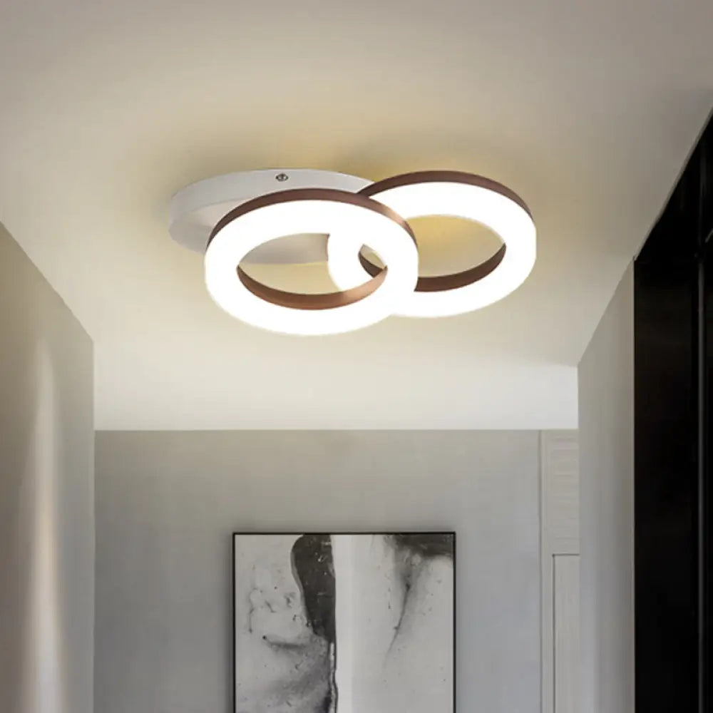 Contemporary Led Flush Mount Light With White/Warm Glow & Metal Ring In 8.5’/11.5’ Width White