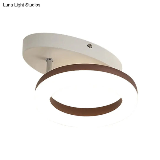 Contemporary Led Flush Mount Light With White/Warm Glow & Metal Ring In 8.5/11.5 Width