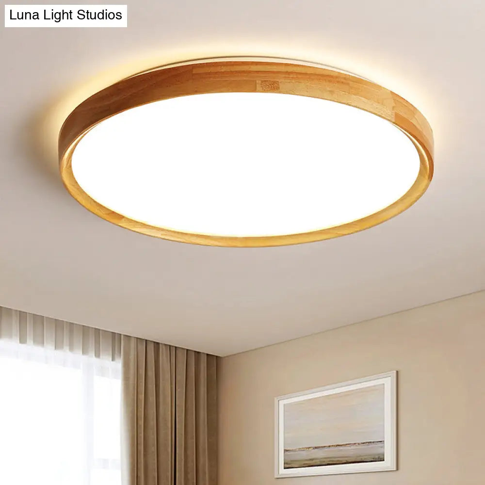 Contemporary Led Flush Mount Wooden Ceiling Light For Living Room