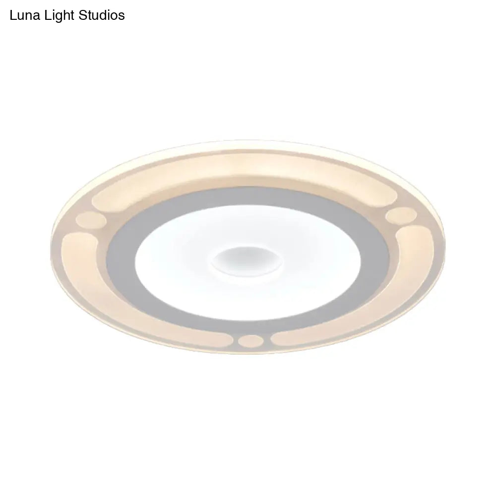 Contemporary Led Flushmount Bedroom Ceiling Light - Wide Ring Acrylic Warm/White (8’/16.5’/20.5’)