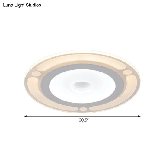 Contemporary Led Flushmount Bedroom Ceiling Light - Wide Ring Acrylic Warm/White (8’/16.5’/20.5’)