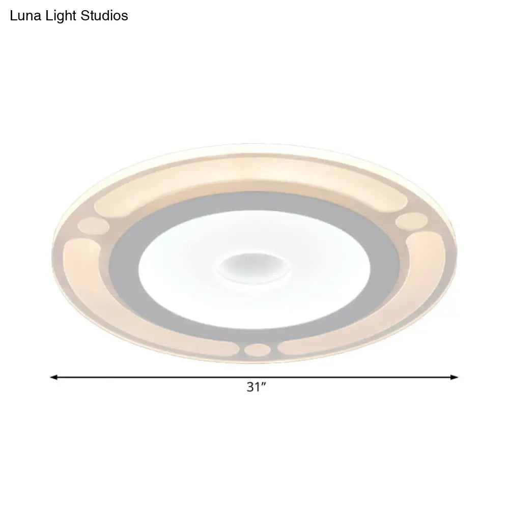 Contemporary Led Flushmount Bedroom Ceiling Light - Wide Ring Acrylic Warm/White (8/16.5/20.5)