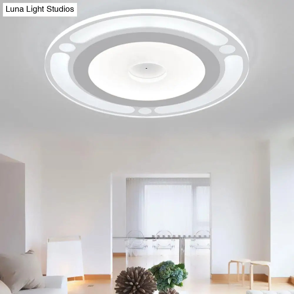 Contemporary Led Flushmount Bedroom Ceiling Light - Wide Ring Acrylic Warm/White (8/16.5/20.5) White