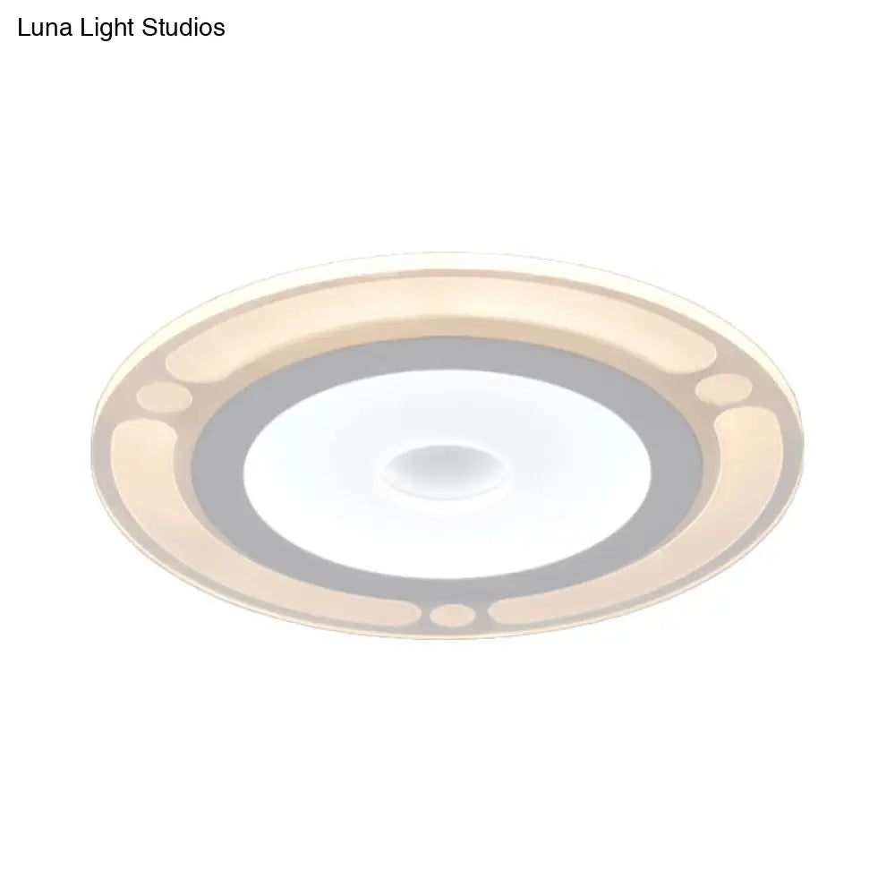 Contemporary Led Flushmount Bedroom Ceiling Light - Wide Ring Acrylic Warm/White (8/16.5/20.5)