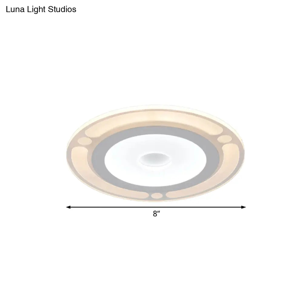 Contemporary Led Flushmount Bedroom Ceiling Light - Wide Ring Acrylic Warm/White (8/16.5/20.5)