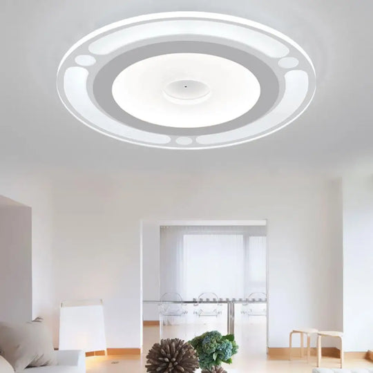 Contemporary Led Flushmount Bedroom Ceiling Light - Wide Ring Acrylic Warm/White