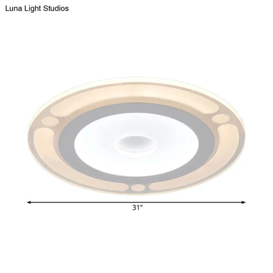 Contemporary Led Flushmount Bedroom Ceiling Light - Wide Ring Acrylic Warm/White (8’/16.5’/20.5’)