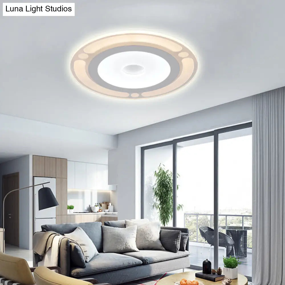 Contemporary Led Flushmount Bedroom Ceiling Light - Wide Ring Acrylic Warm/White (8/16.5/20.5) White