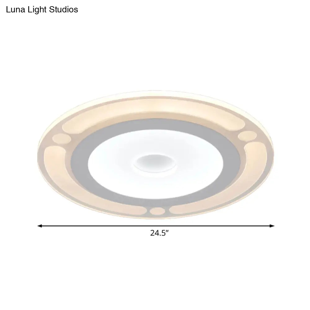 Contemporary Led Flushmount Bedroom Ceiling Light - Wide Ring Acrylic Warm/White (8’/16.5’/20.5’)