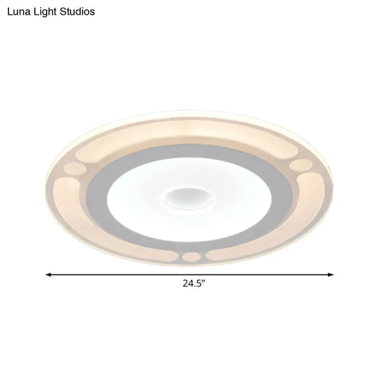 Contemporary Led Flushmount Bedroom Ceiling Light - Wide Ring Acrylic Warm/White (8/16.5/20.5)