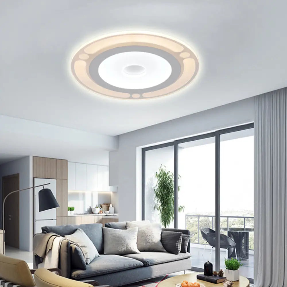 Contemporary Led Flushmount Bedroom Ceiling Light - Wide Ring Acrylic Warm/White