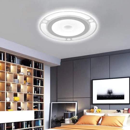 Contemporary Led Flushmount Bedroom Ceiling Light - Wide Ring Acrylic Warm/White