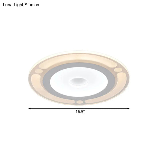 Contemporary Led Flushmount Bedroom Ceiling Light - Wide Ring Acrylic Warm/White (8/16.5/20.5)