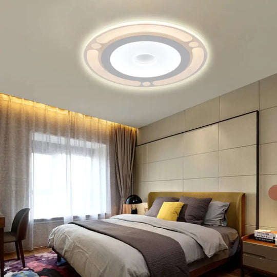 Contemporary Led Flushmount Bedroom Ceiling Light - Wide Ring Acrylic Warm/White