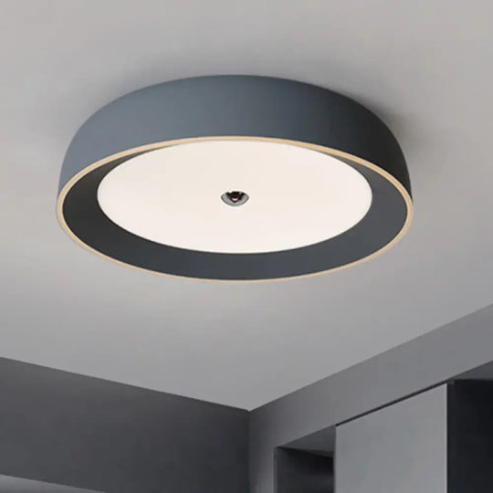 Contemporary Led Flushmount Ceiling Light For Bedroom - Grey/Coffee Tone Pivoting Ring Design