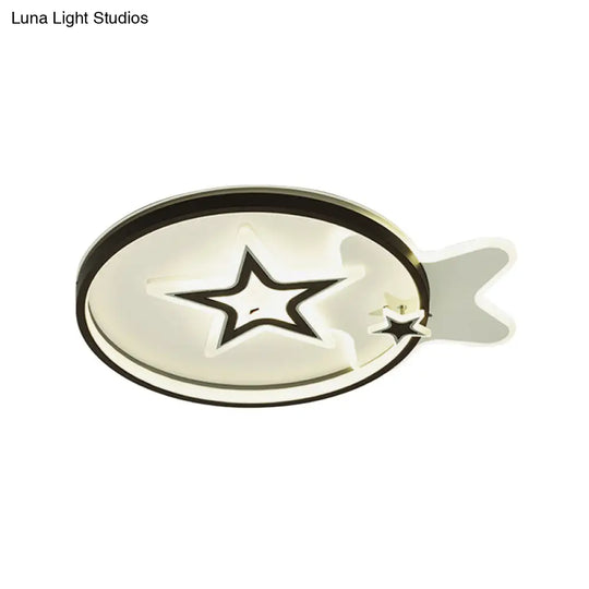 Contemporary Led Flushmount Ceiling Light - Loving Heart/Star Design Black Acrylic Fixture For