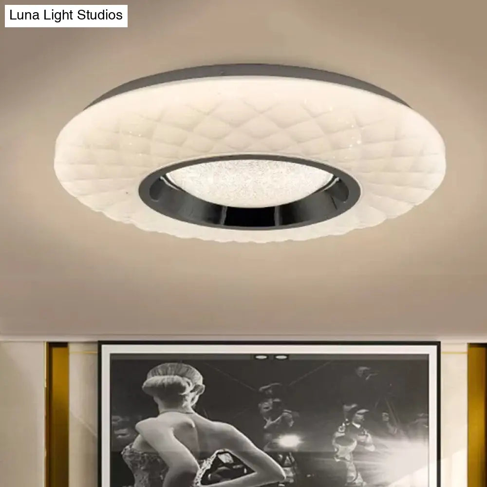 Contemporary Led Flushmount Lamp - White Ring Acrylic Ceiling Light With Warm/Natural Glow