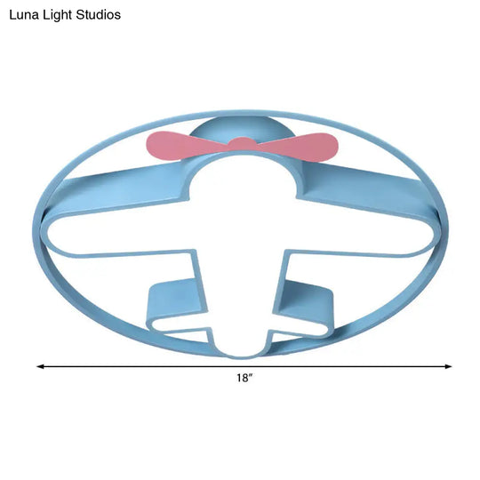 Contemporary Led Flushmount Light With Acrylic Blue Plane Design Ceiling Mount In Warm/White For