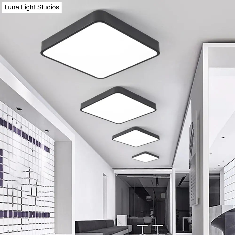 Contemporary Led Geometric Ceiling Light Fixture For Office - Acrylic Flush Mount Black / 16 White