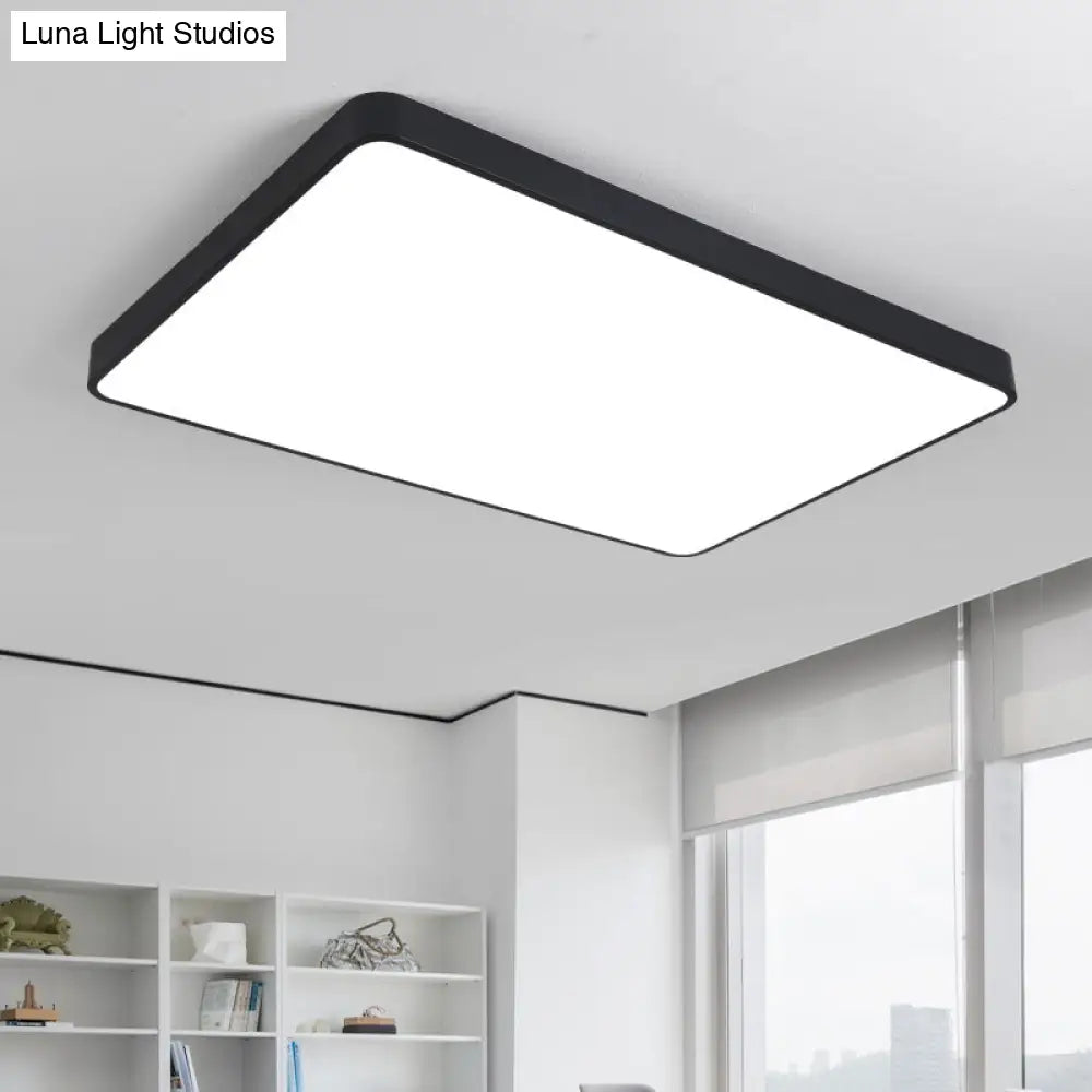 Contemporary Led Geometric Ceiling Light Fixture For Office - Acrylic Flush Mount Black / 25.5 White