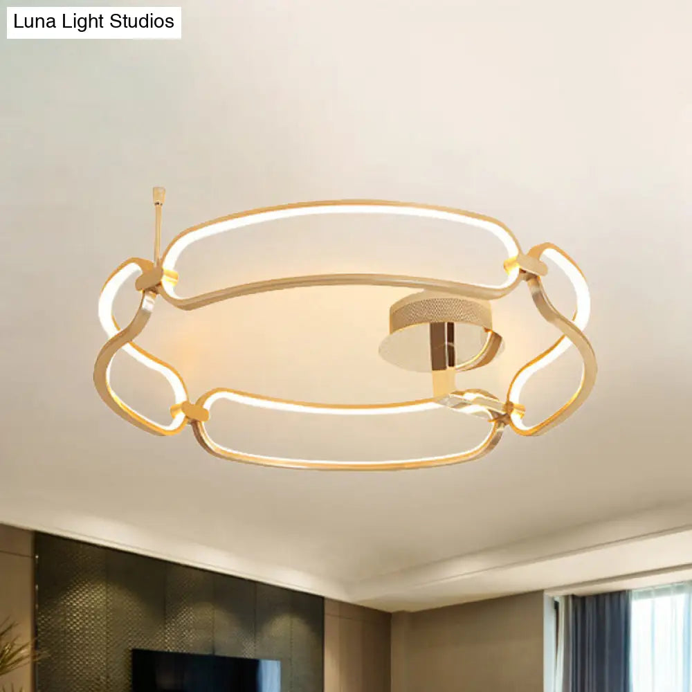 Contemporary Led Gold Flush Ceiling Light: 18/23.5/31.5 Wide Acrylic Fixture In Warm/White/Natural