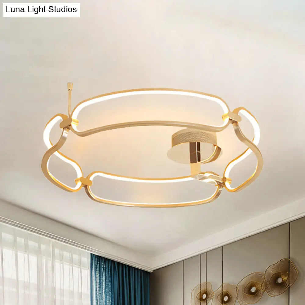 Contemporary Led Gold Flush Ceiling Light: 18/23.5/31.5 Wide Acrylic Fixture In Warm/White/Natural