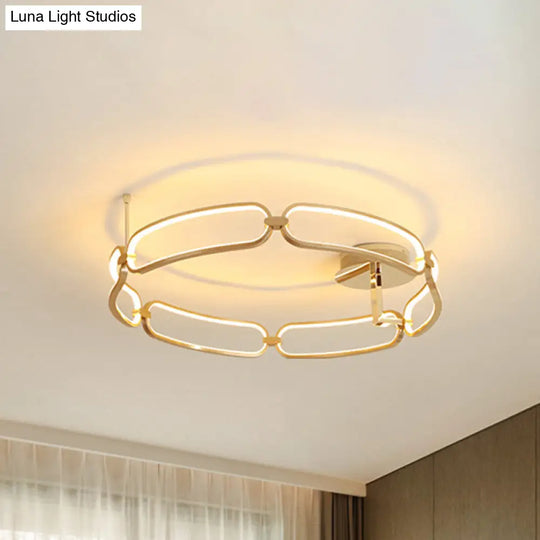 Contemporary Led Gold Flush Ceiling Light: 18’/23.5’/31.5’ Wide Acrylic Fixture In