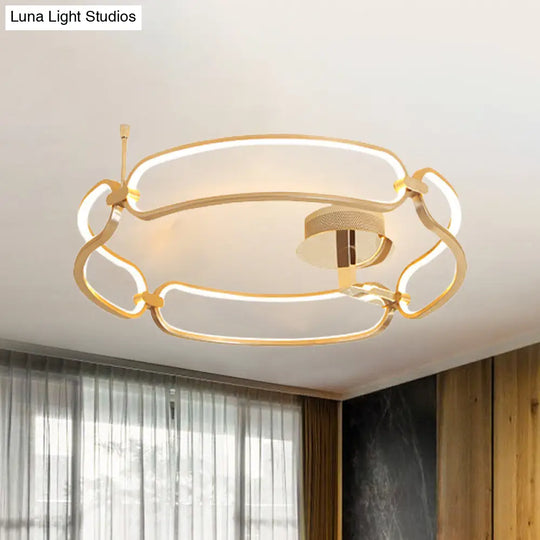 Contemporary Led Gold Flush Ceiling Light: 18’/23.5’/31.5’ Wide Acrylic Fixture In