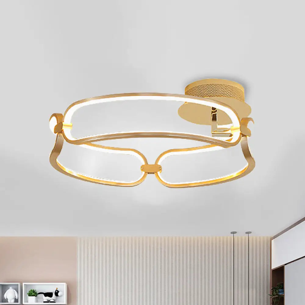 Contemporary Led Gold Flush Ceiling Light: 18’/23.5’/31.5’ Wide Acrylic Fixture In