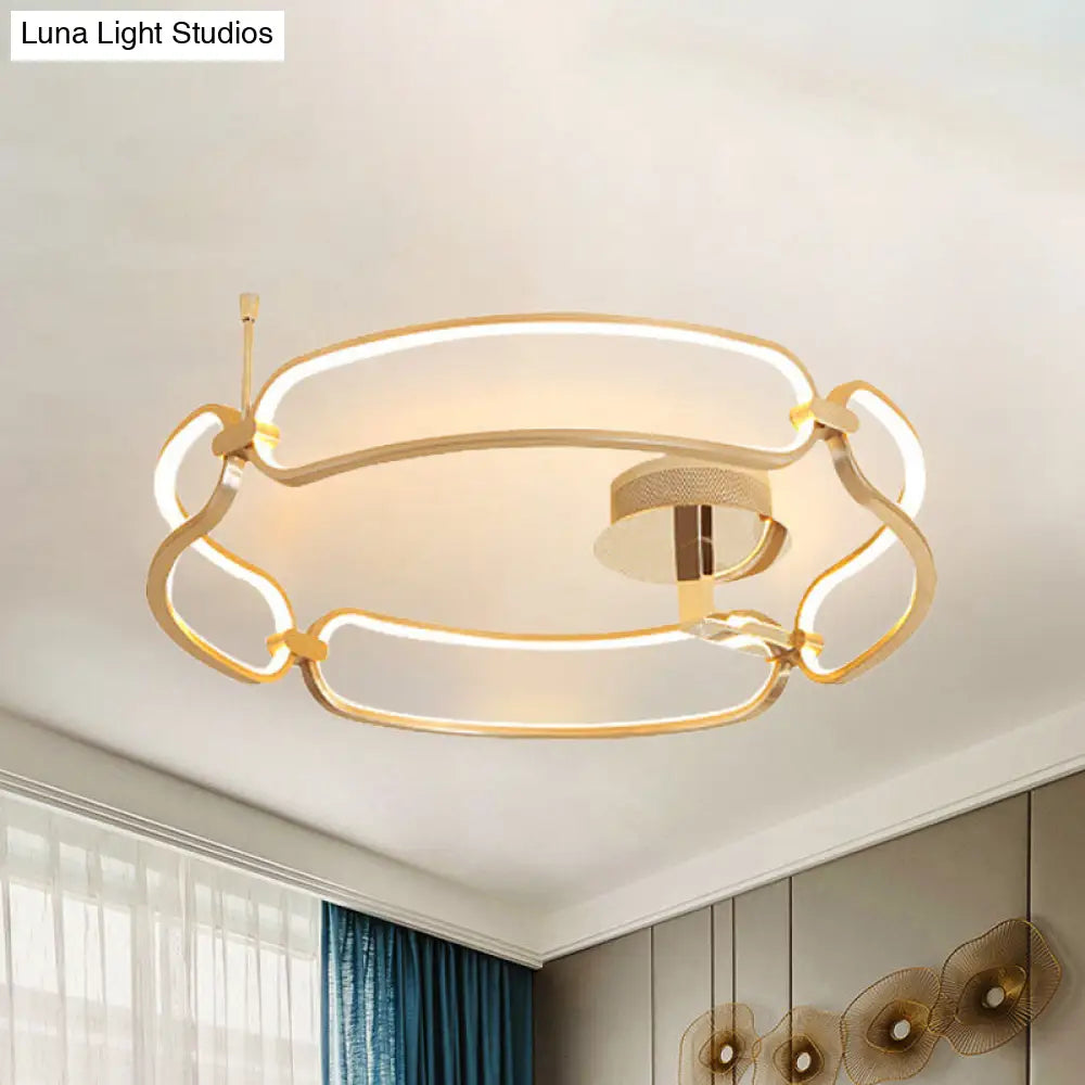 Contemporary Led Gold Flush Ceiling Light: 18’/23.5’/31.5’ Wide Acrylic Fixture In