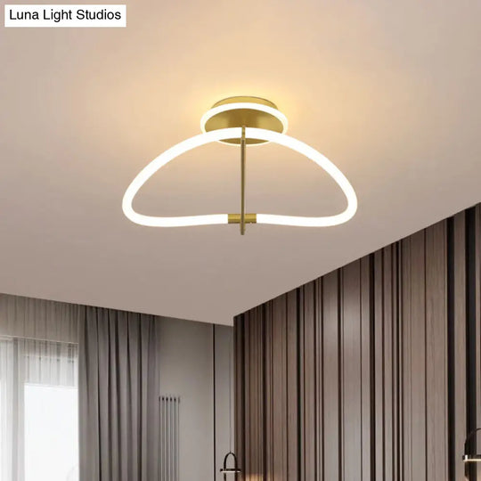 Contemporary Led Gold Ring Ceiling Light - Ideal For Bedroom Semi Flush Mount