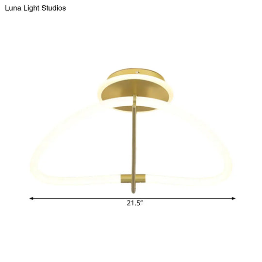 Contemporary Led Gold Ring Ceiling Light - Ideal For Bedroom Semi Flush Mount