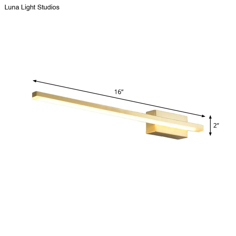 Contemporary Led Gold Wall Light Fixture - Mounted Elongated Design Metal Vanity Lighting