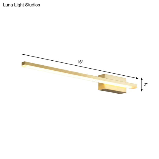 Contemporary Led Gold Wall Light Fixture - Mounted Elongated Design Metal Vanity Lighting