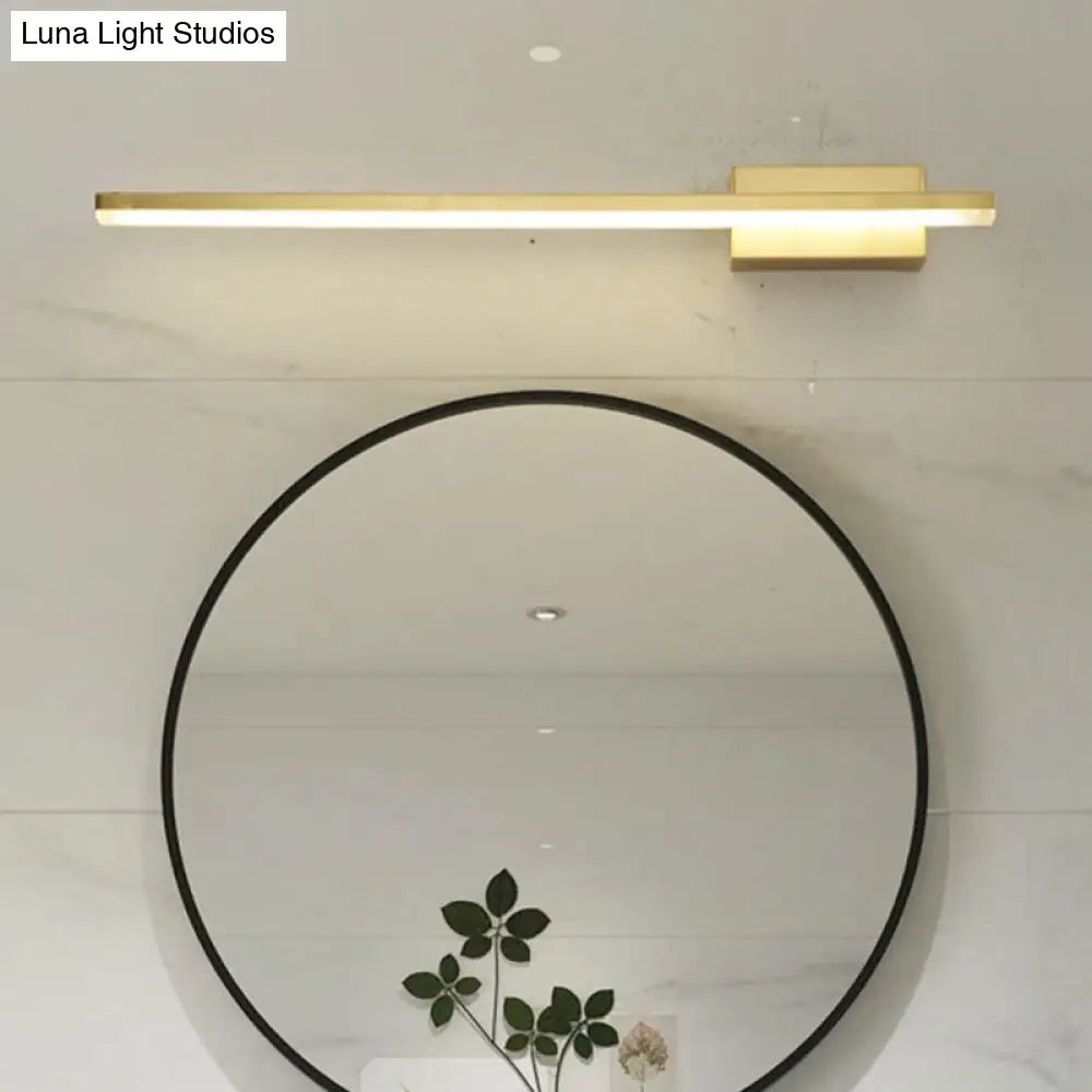 Contemporary Led Gold Wall Light Fixture - Mounted Elongated Design Metal Vanity Lighting