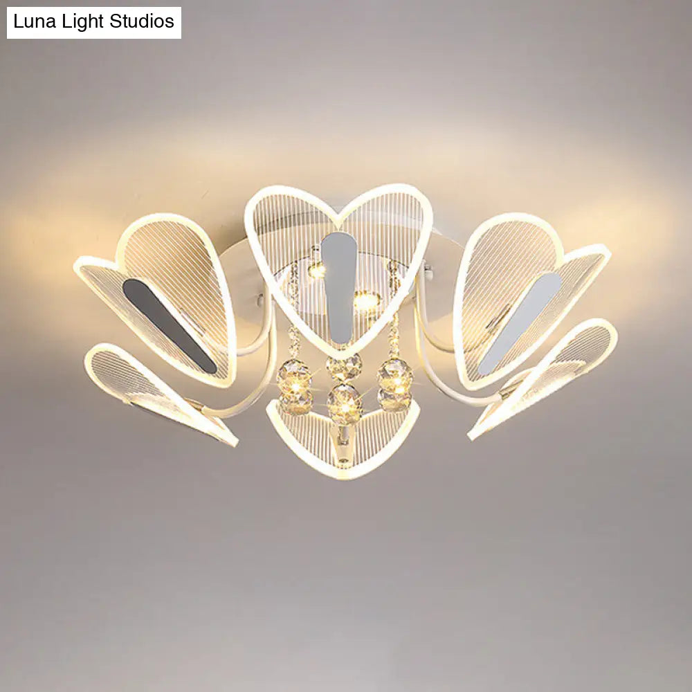 Contemporary Led Heart Crystal Ball Flush Mount Light - 25.5/31.5 Width