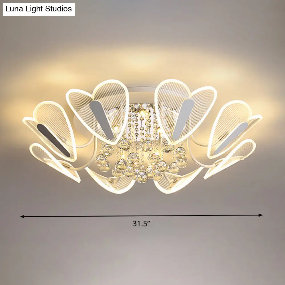 Contemporary Led Heart Crystal Ball Flush Mount Light - 25.5/31.5 Width