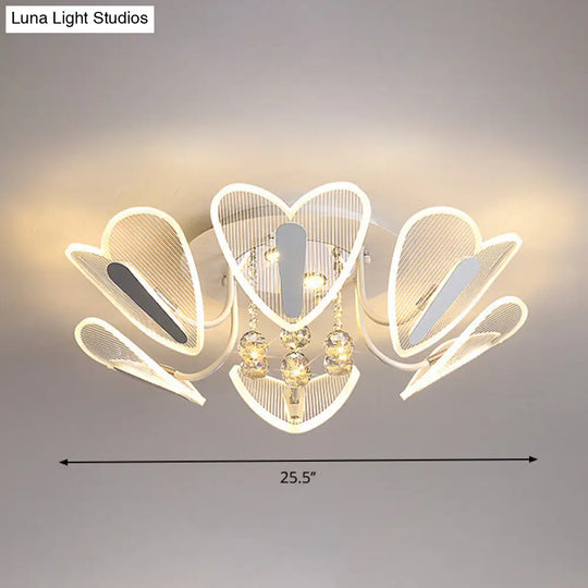 Contemporary Led Heart Crystal Ball Flush Mount Light - 25.5/31.5 Width