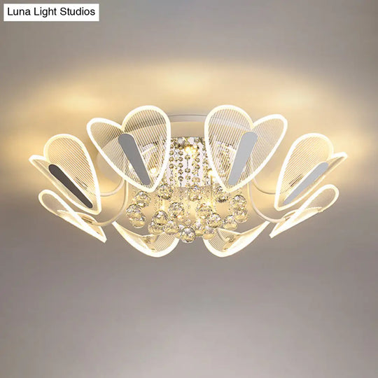 Contemporary Led Heart Crystal Ball Flush Mount Light - 25.5’/31.5’ Width