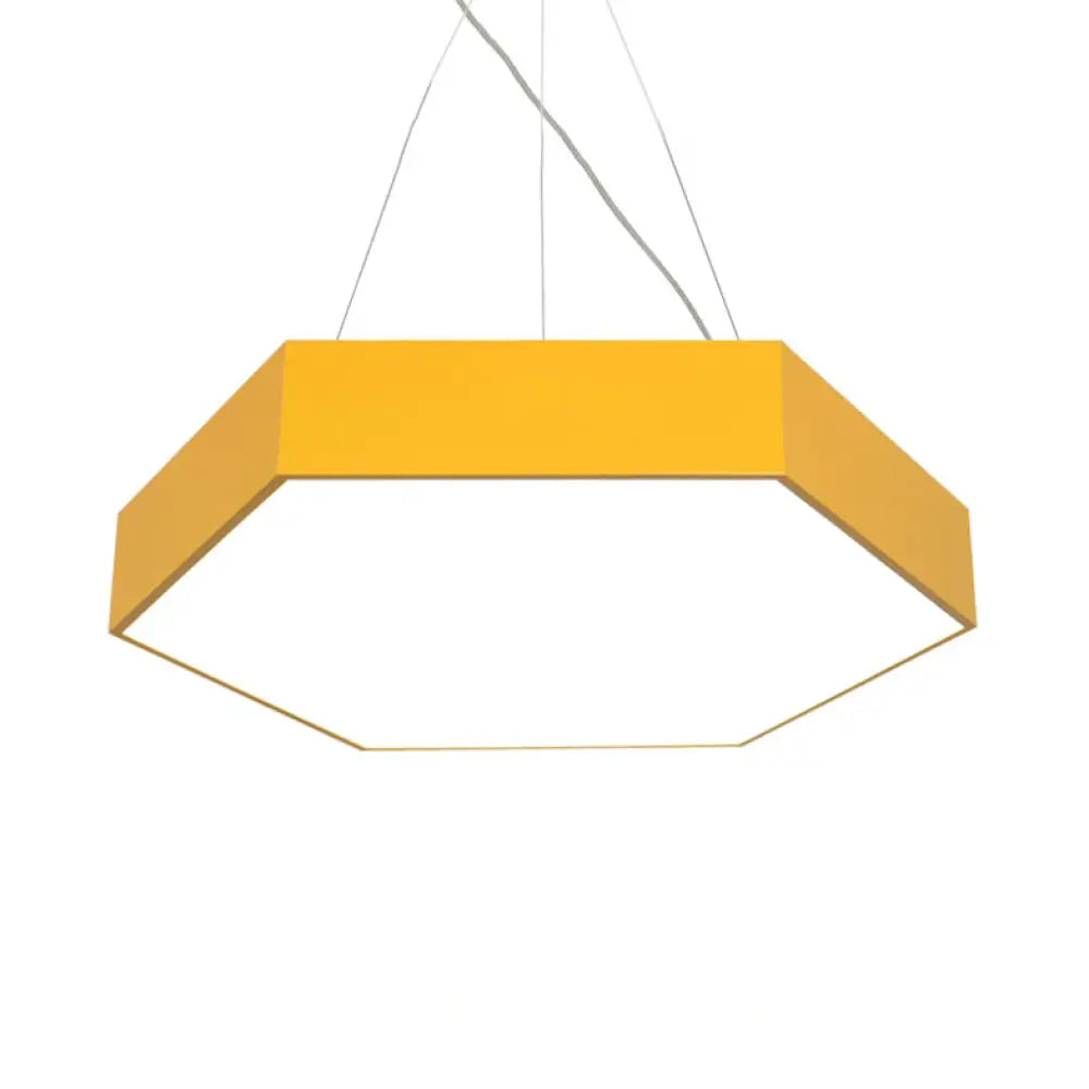 Contemporary Led Hexagon Pendant Lamp - Yellow/Silver/Purple 12’/18’/23.5’ Wide Yellow / 12’