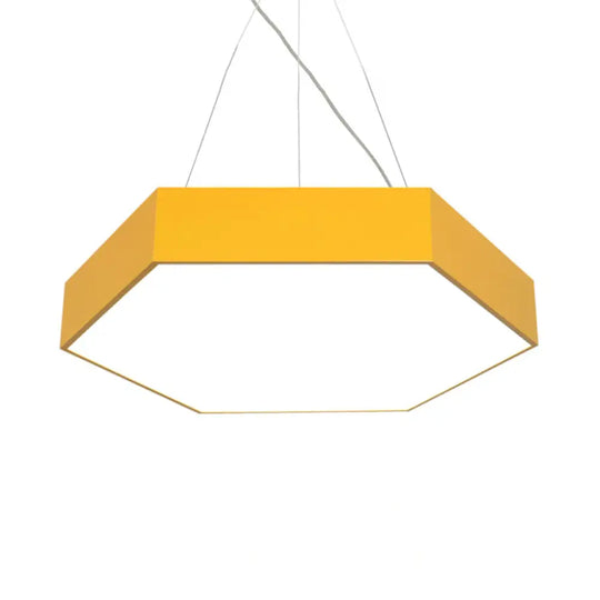 Contemporary Led Hexagon Pendant Lamp - Yellow/Silver/Purple 12’/18’/23.5’ Wide Yellow / 12’