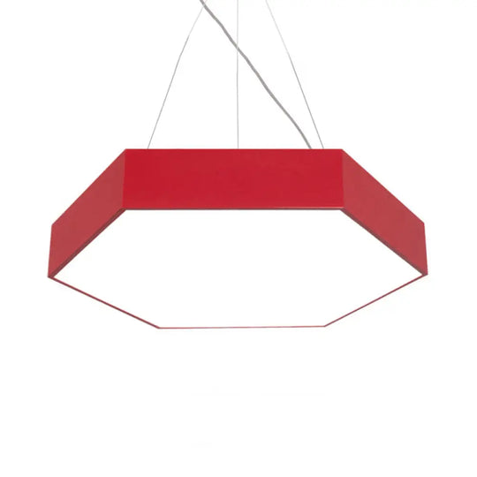 Contemporary Led Hexagon Pendant Lamp - Yellow/Silver/Purple 12’/18’/23.5’ Wide Red / 12’