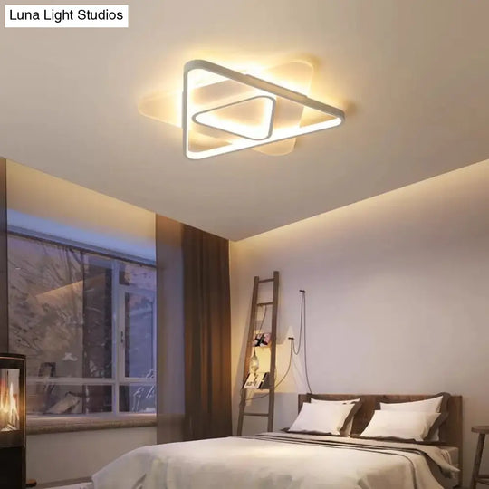 Contemporary Led Hexagonal Star Ceiling Light: White Acrylic Lamp For Bedrooms /