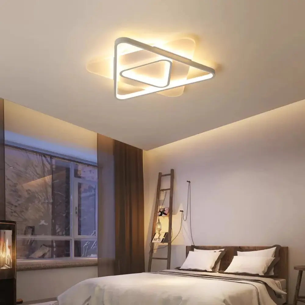 Contemporary Led Hexagonal Star Ceiling Light: White Acrylic Lamp For Bedrooms /