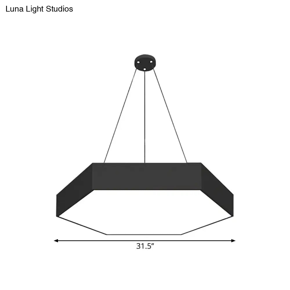 Contemporary Honeycomb Led Pendant Lamp - Black Iron Dining Room Light Fixture 18/23.5/47 L