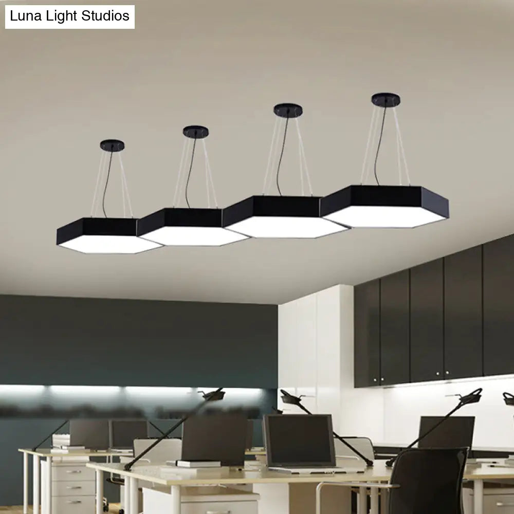 Contemporary Honeycomb Led Pendant Lamp - Black Iron Dining Room Light Fixture 18/23.5/47 L / 18