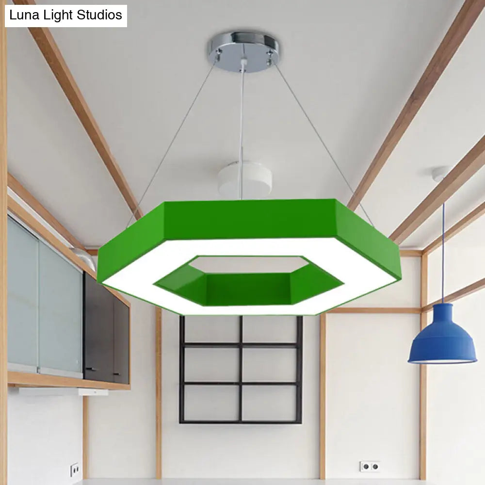 Honeycomb Led Pendant Light In Contemporary Green/Blue/Red With White/Warm/Natural Glow