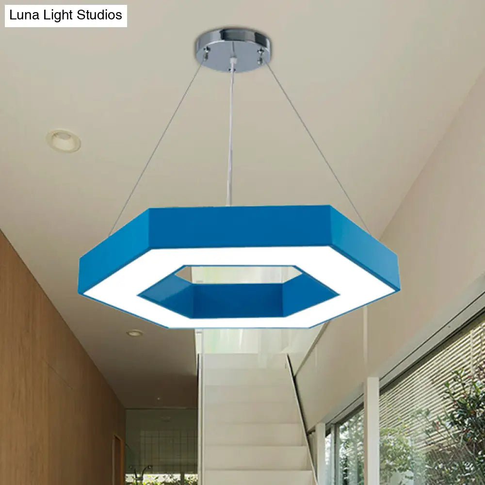 Honeycomb Led Pendant Light In Contemporary Green/Blue/Red With White/Warm/Natural Glow