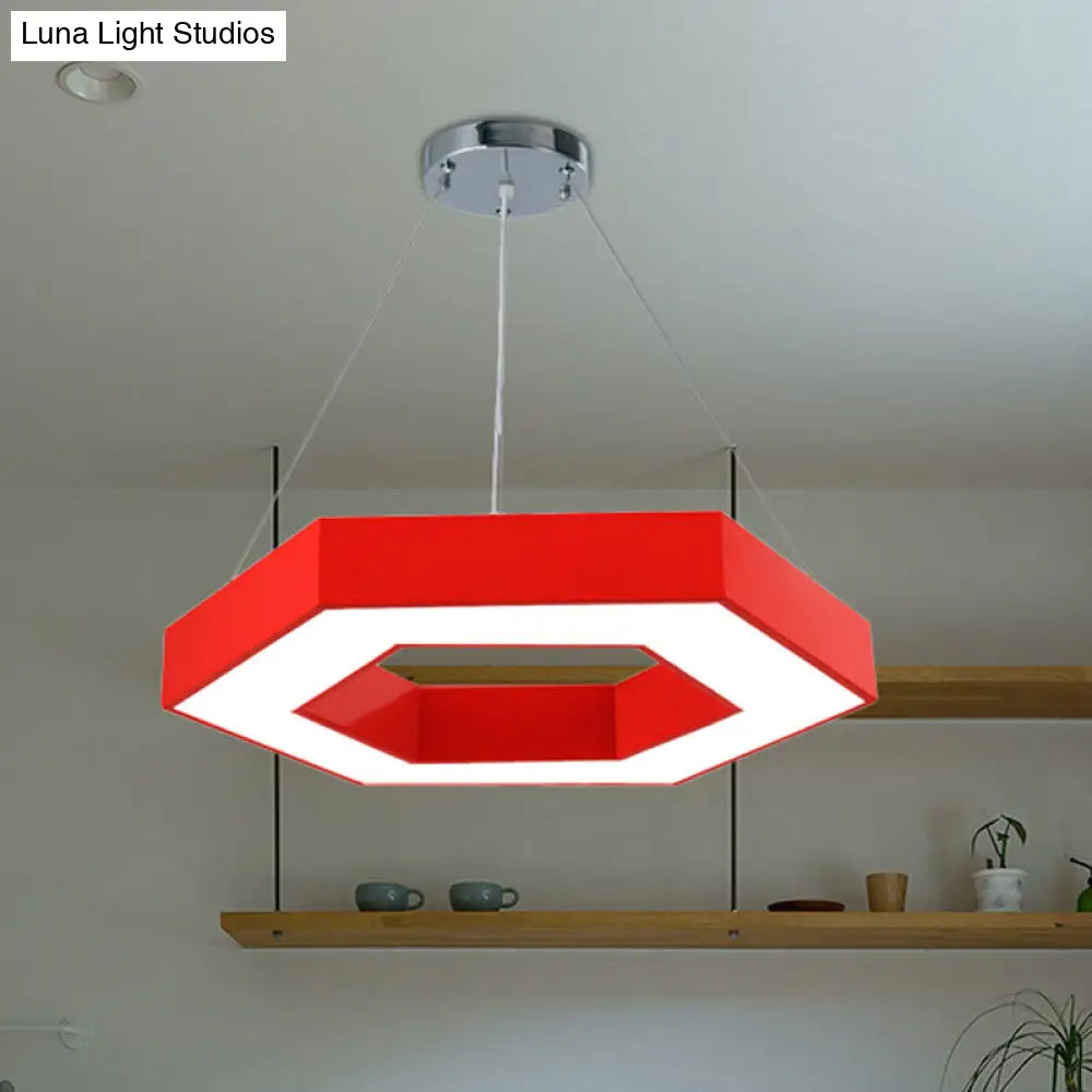 Honeycomb Led Pendant Light In Contemporary Green/Blue/Red With White/Warm/Natural Glow Red / White