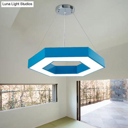 Honeycomb Led Pendant Light In Contemporary Green/Blue/Red With White/Warm/Natural Glow Blue /